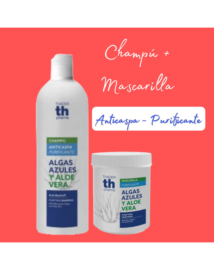 Th pharma  champú + mascarilla Anticaspa Purificante Algas azules y Aloe vera